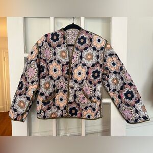 Quilted patchwork floral lightweight jacket convertible vest!